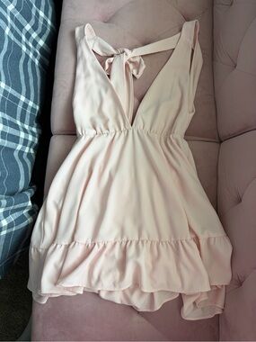 Lucy in the Sky Pale Blush Pink Ruffle Mini Dress